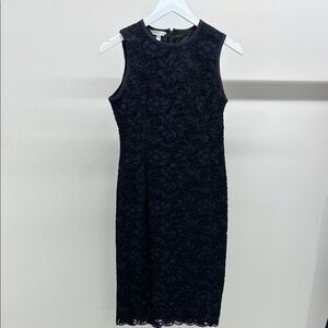 Chic Navy Lace Midi Dress